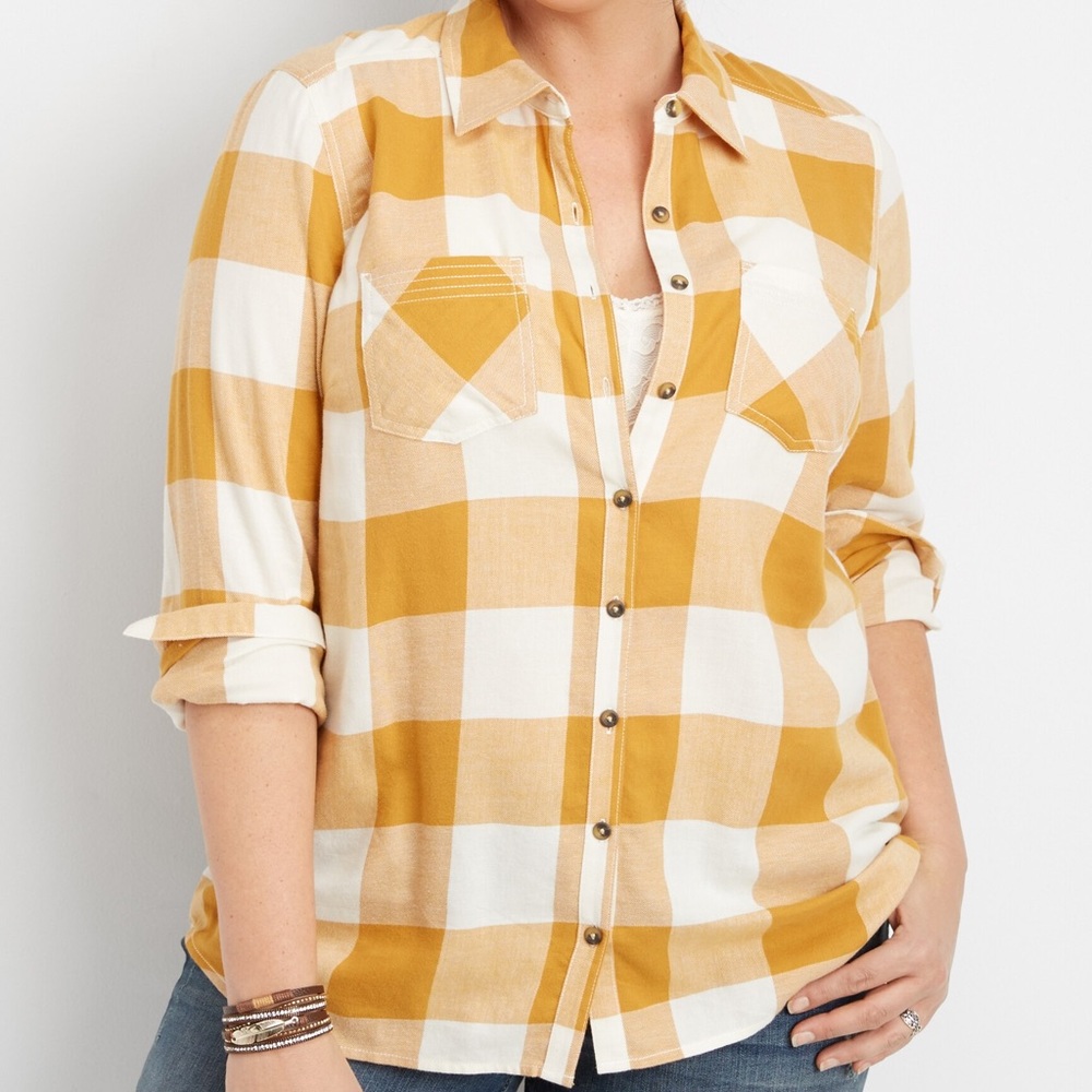 Yellow/Orange Flannel Maurices Fall Fashion